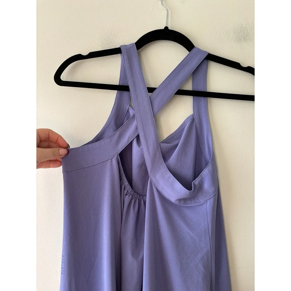 Athleta Arrival‎ Maxi Cross Back Dress Dark Adonis Blue Size XS Athleisure Lilac - Picture 7 of 11